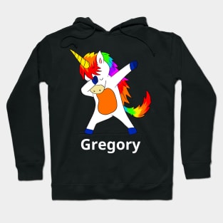 Gregory First Name Personalized Dabbing Unicorn Hoodie